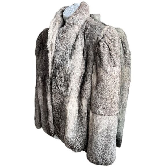 ADA Vintage Color Gray 100% Dyed Rabbit Fur Jacket Coat Size M - Picture 3 of 8